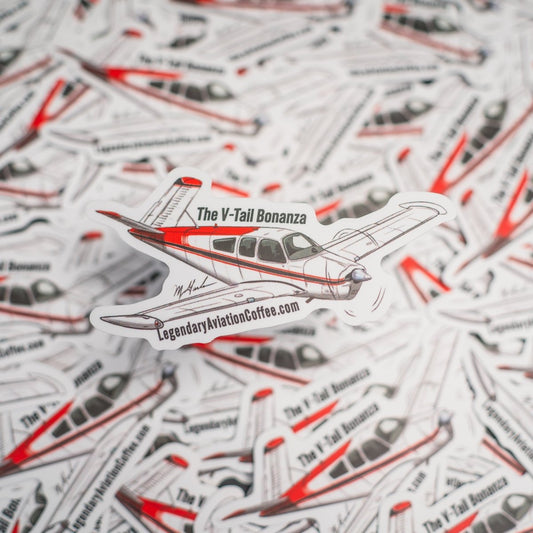 Premium V - Tail Bonanza Die Cut Sticker - Stickers - Specialty Coffee, Teas, and Syrups, Air - Roasted in Rockwall, Texas by Legendary Aviation Coffee Company