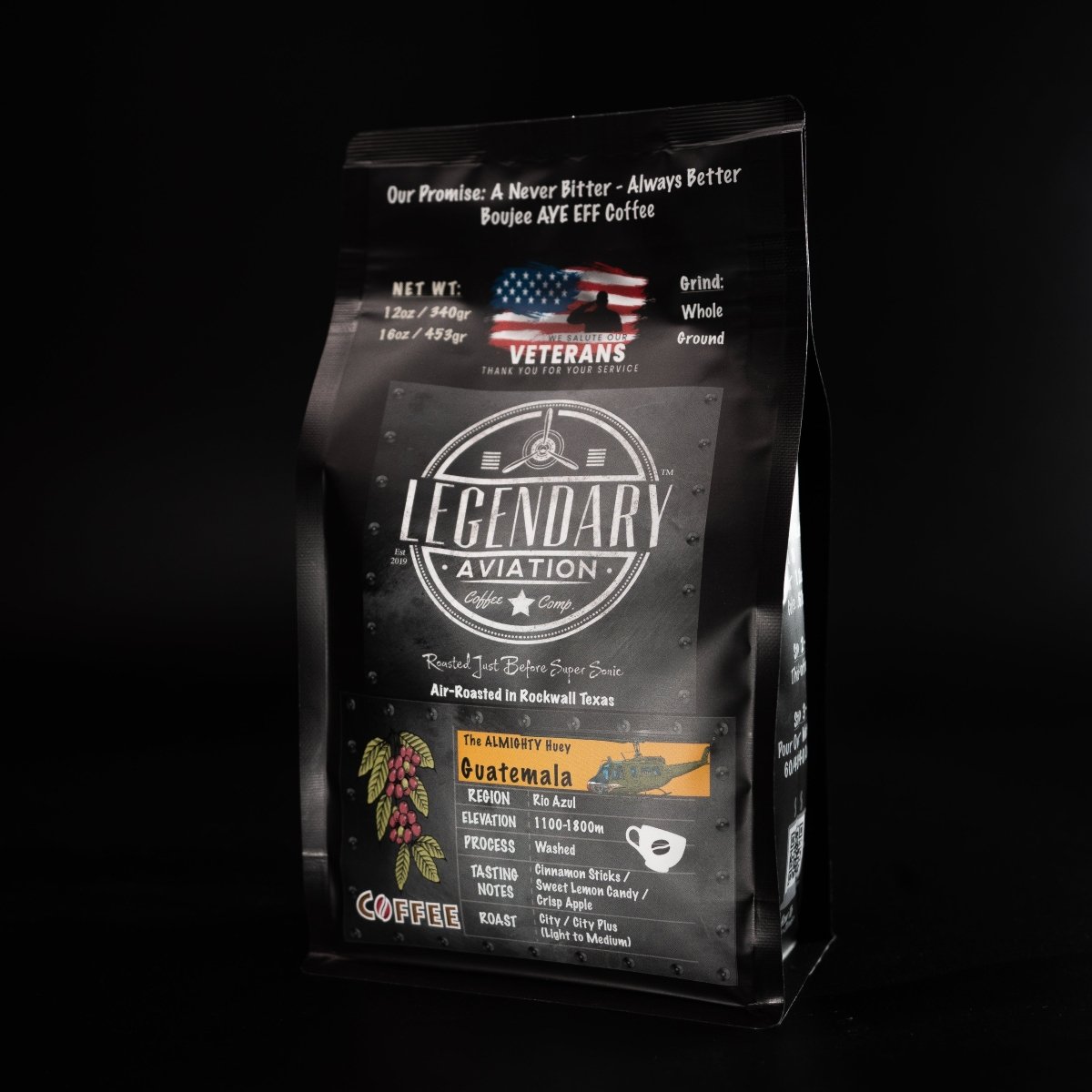 ALMIGHTY Huey | Guatemala - Well Rounded - Coffee - Specialty Coffee, Teas, and Syrups, Air - Roasted in Rockwall, Texas by Legendary Aviation Coffee Company