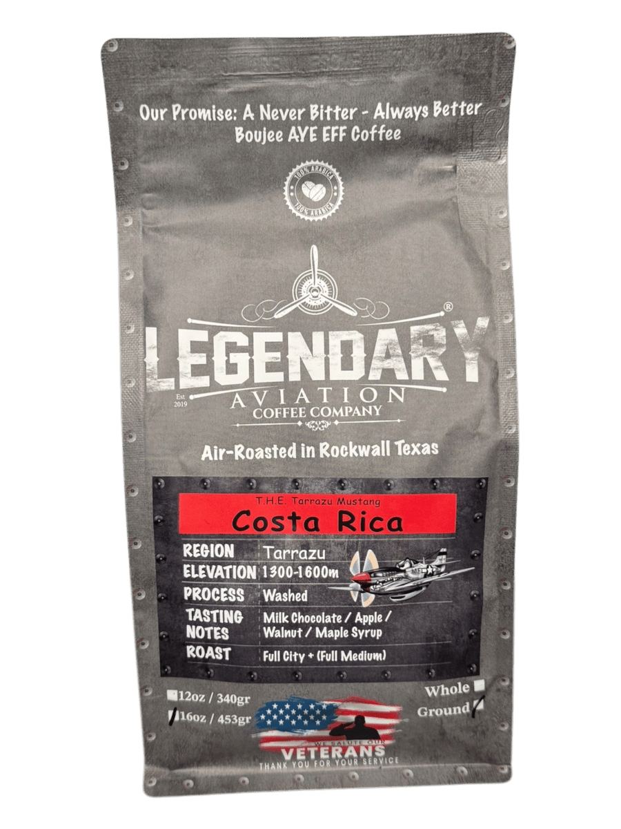 T.H.E. Tarrazu Mustang | Costa Rica - Full Bodied - Coffee - Specialty Coffee, Teas, and Syrups, Air - Roasted in Rockwall, Texas by Legendary Aviation Coffee Company