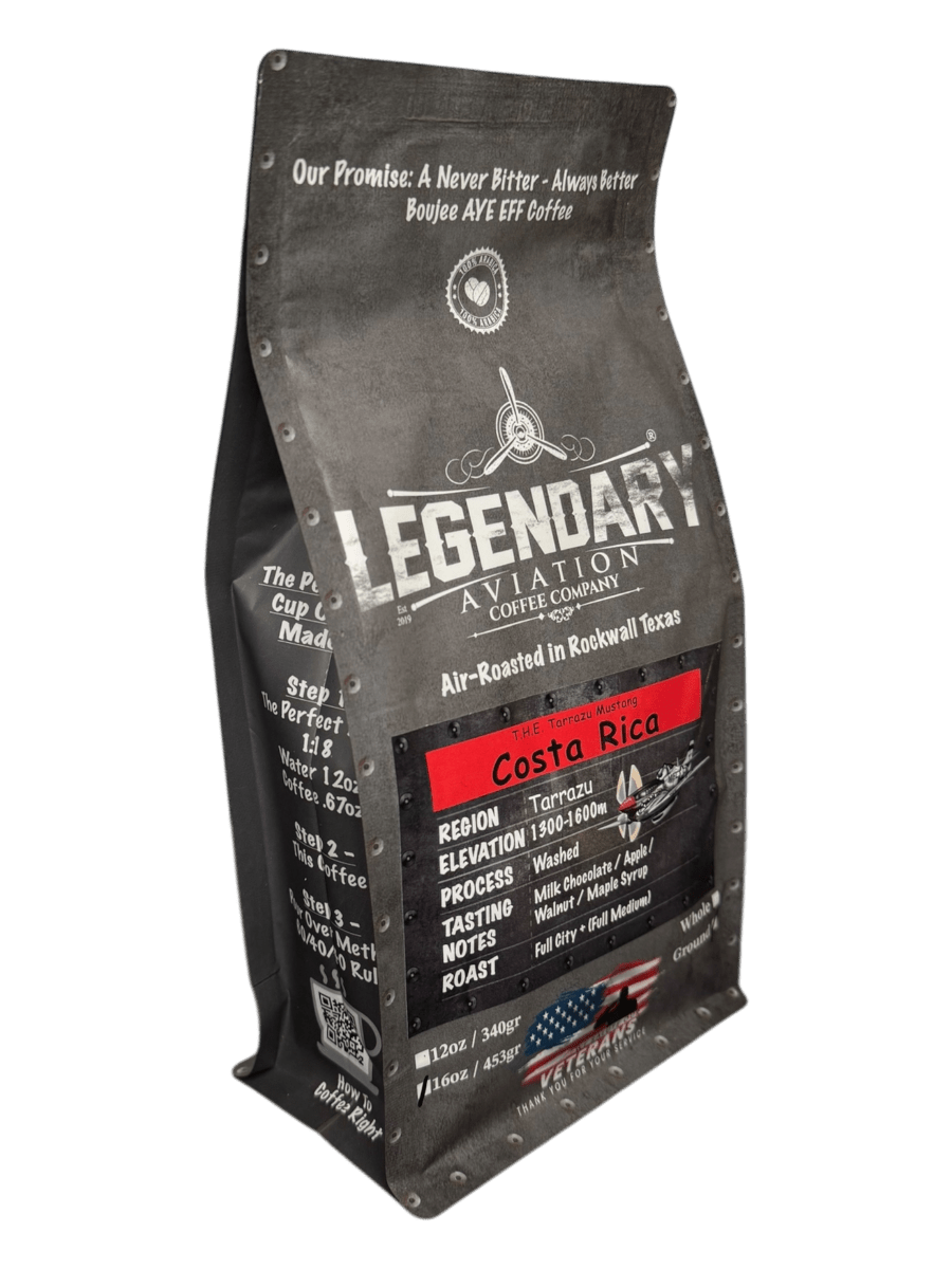 T.H.E. Tarrazu Mustang | Costa Rica - Full Bodied - Coffee - Specialty Coffee, Teas, and Syrups, Air - Roasted in Rockwall, Texas by Legendary Aviation Coffee Company