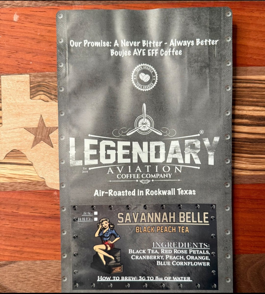 Savannah Belle | Black Peach Loose Leaf Tea - Teas - Specialty Coffee, Teas, and Syrups, Air - Roasted in Rockwall, Texas by Legendary Aviation Coffee Company