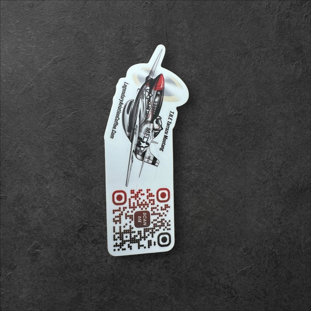 Tarrazu Mustang QR Sticker - 2” x 4” - Stickers - Specialty Coffee, Teas, and Syrups, Air - Roasted in Rockwall, Texas by Legendary Aviation Coffee Company