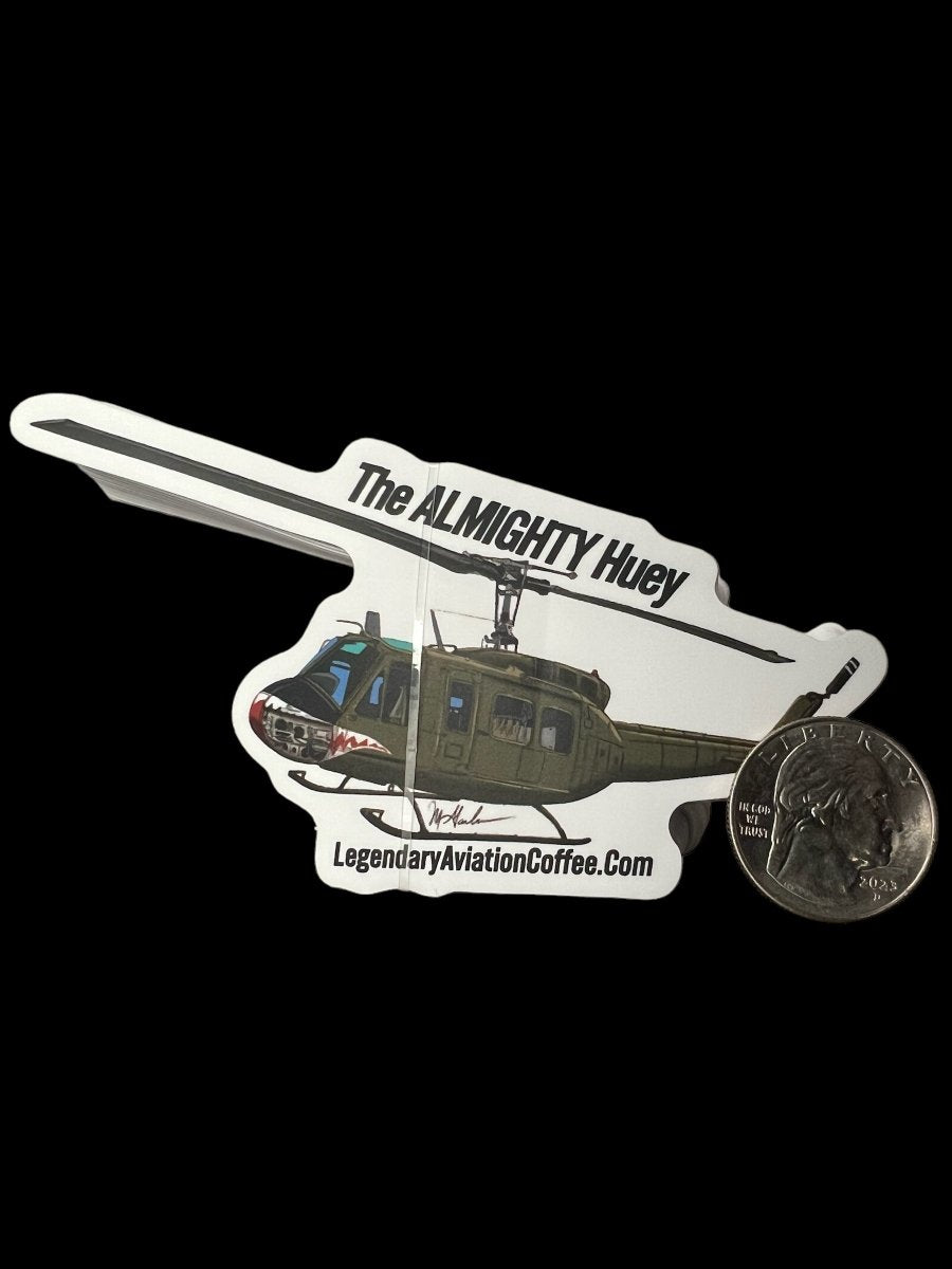 Premium Almighty Huey Die Cut Sticker - Stickers - Specialty Coffee, Teas, and Syrups, Air - Roasted in Rockwall, Texas by Legendary Aviation Coffee Company