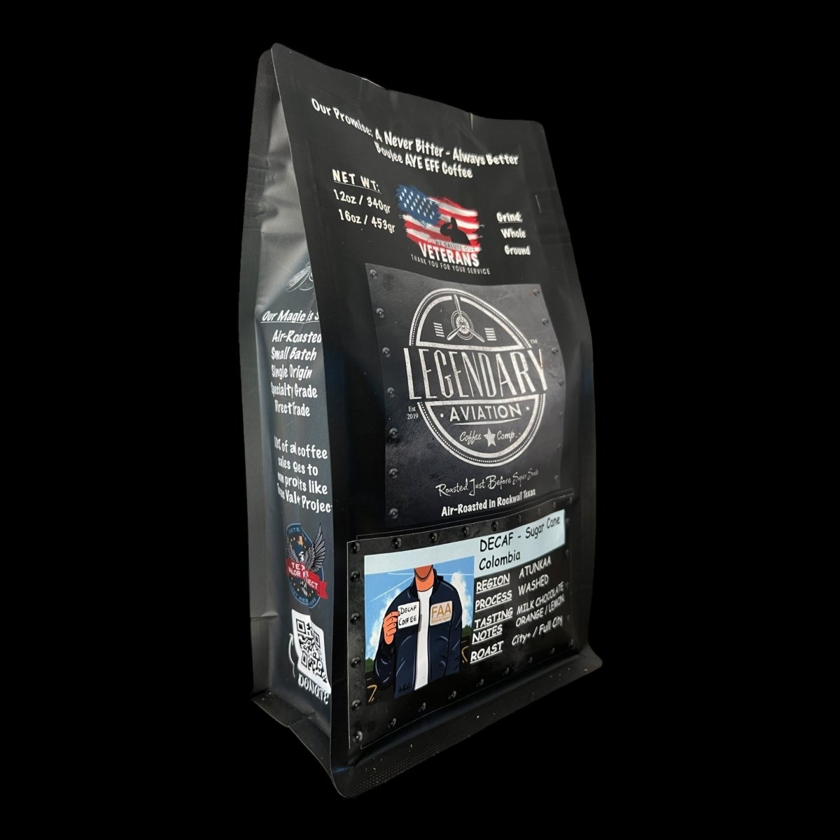 FAA Agent DECAF | Sugar Cane Colombian | Sweet and Smooth - Coffee - Specialty Coffee, Teas, and Syrups, Air - Roasted in Rockwall, Texas by Legendary Aviation Coffee Company
