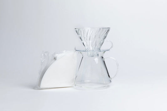 Hario V60 "Simply" Glass Pour Over Kit - Brew Set - Specialty Coffee, Teas, and Syrups, Air - Roasted in Rockwall, Texas by Legendary Aviation Coffee Company