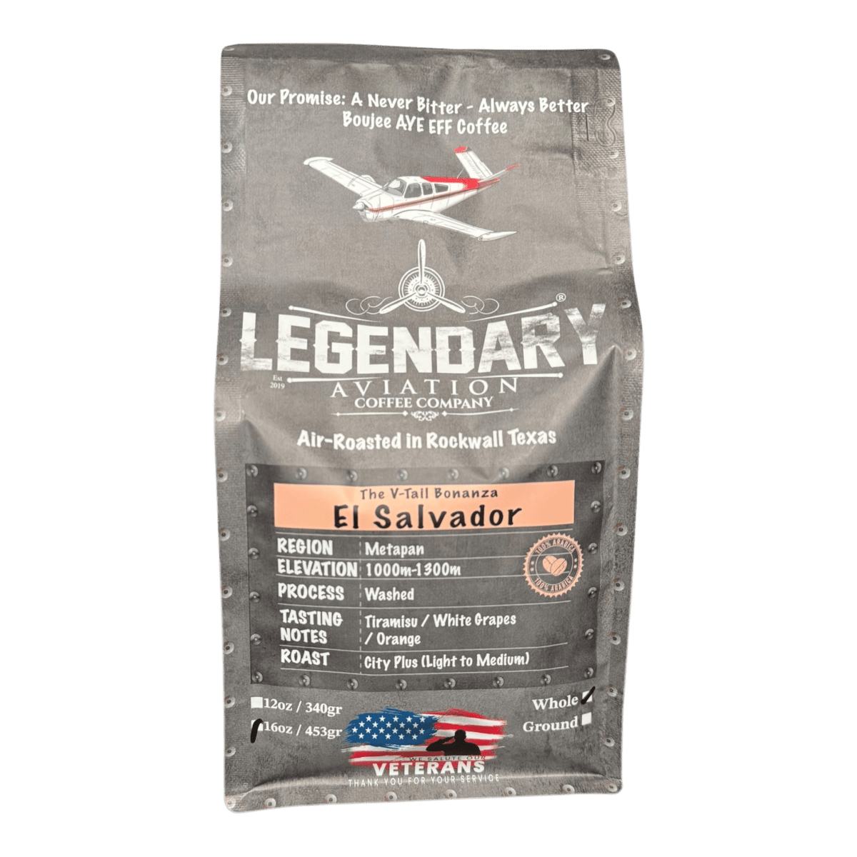 V - Tail Bonanza | El Salvador - Best Seller - Coffee - Specialty Coffee, Teas, and Syrups, Air - Roasted in Rockwall, Texas by Legendary Aviation Coffee Company