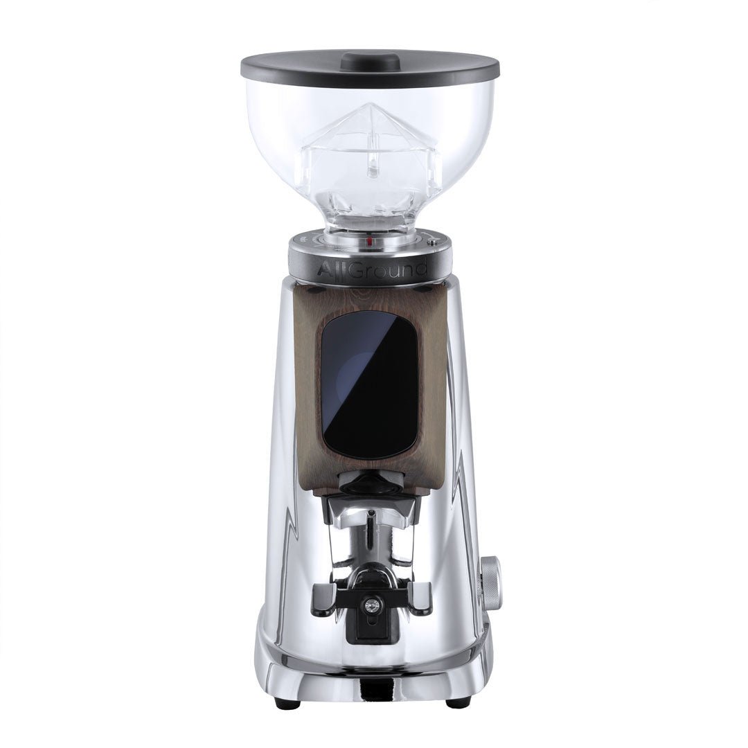 AllGround All Purpose Home Coffee Grinder - Chrome w/ Dark Oak - EQUIPMENT - Specialty Coffee, Teas, and Syrups, Air - Roasted in Rockwall, Texas by Legendary Aviation Coffee Company