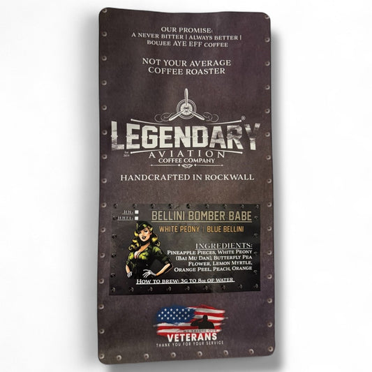 Bellini Bomber Babe | Blue Bellini - Released 3/4/25 - Teas - Specialty Coffee, Teas, and Syrups, Air - Roasted in Rockwall, Texas by Legendary Aviation Coffee Company