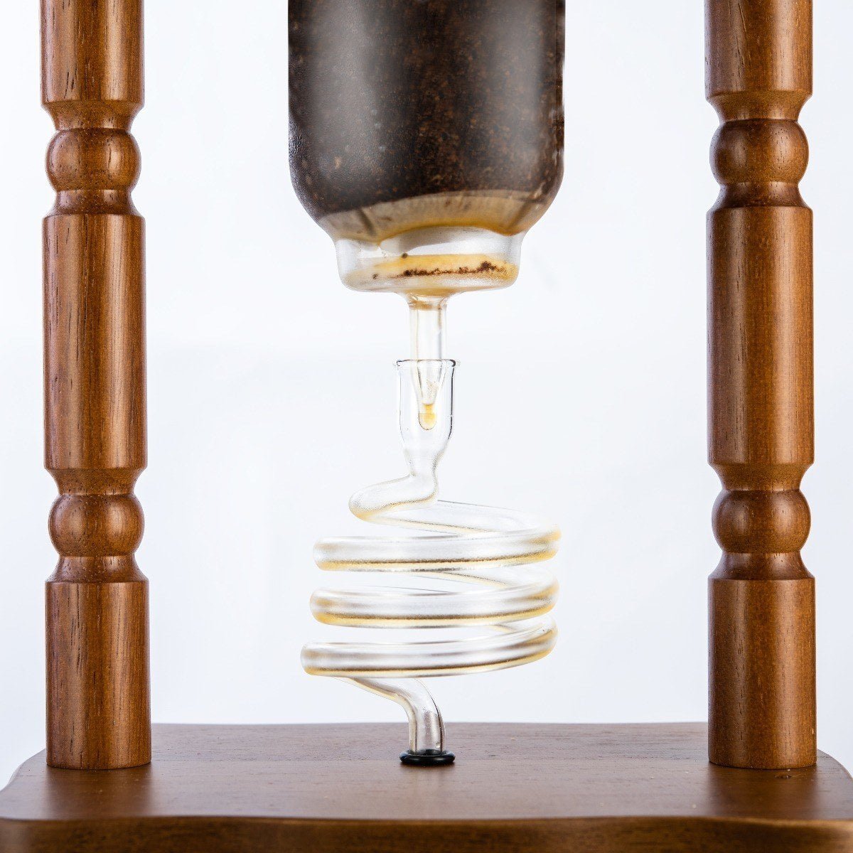 Yama 6 - 8 Cup Cold Brew Tower Curved Brown Wood Frame (32oz) - Cold Brew - Specialty Coffee, Teas, and Syrups, Air - Roasted in Rockwall, Texas by Legendary Aviation Coffee Company