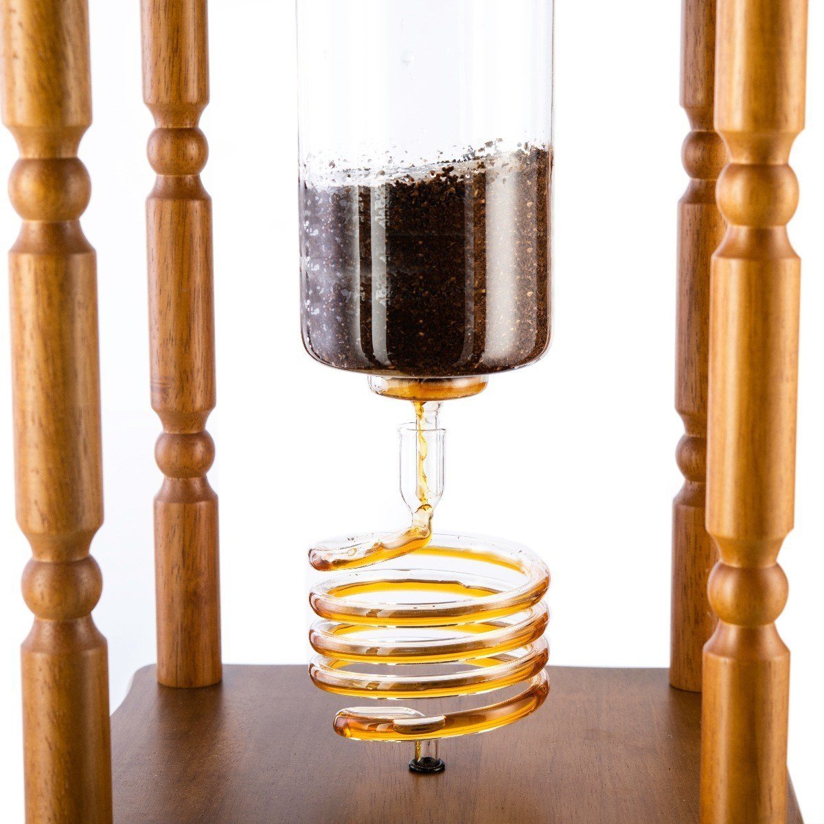 Yama 25 Cup Cold Brew Tower Curved Brown Wood Frame (100oz) - Cold Brew - Specialty Coffee, Teas, and Syrups, Air - Roasted in Rockwall, Texas by Legendary Aviation Coffee Company