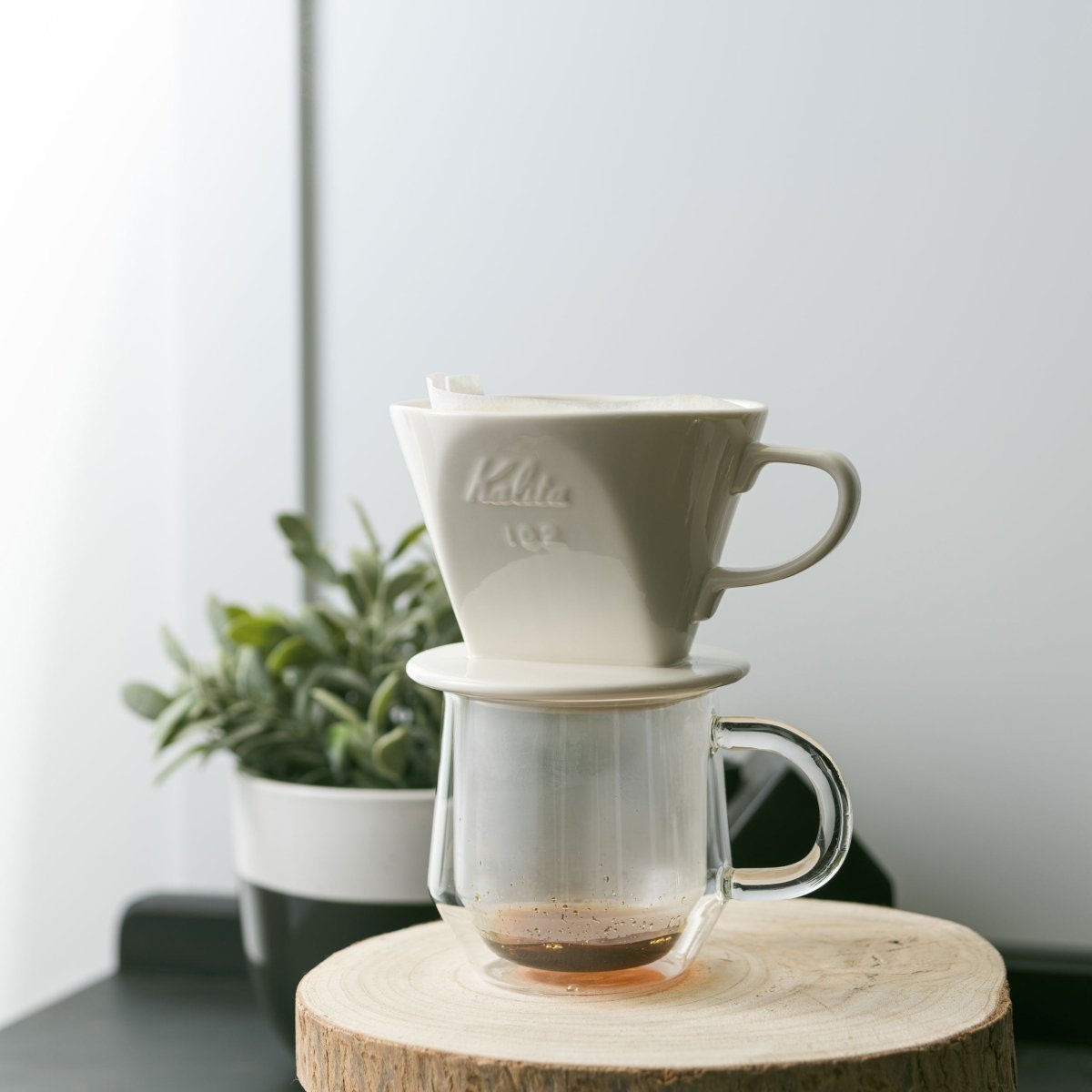 Kalita Style 102 Ceramic Coffee Dripper - White - WARES - Specialty Coffee, Teas, and Syrups, Air - Roasted in Rockwall, Texas by Legendary Aviation Coffee Company