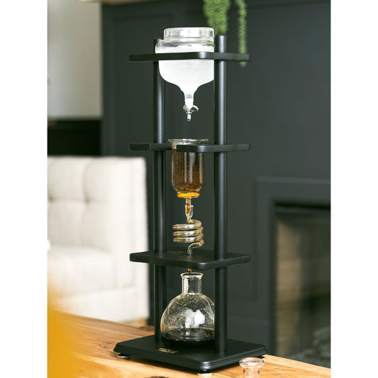 Yama 6 - 8 Cup Cold Brew Tower Straight Black Wood Frame (32oz) - Cold Brew - Specialty Coffee, Teas, and Syrups, Air - Roasted in Rockwall, Texas by Legendary Aviation Coffee Company