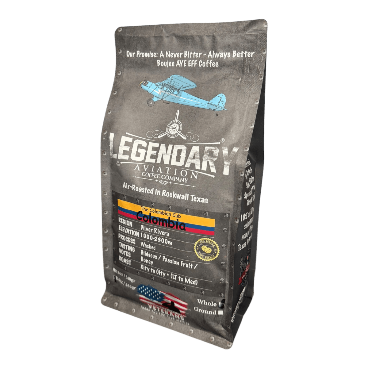 Colombian Cub | Colombia - Exquisite Flavors - Coffee - Specialty Coffee, Teas, and Syrups, Air - Roasted in Rockwall, Texas by Legendary Aviation Coffee Company