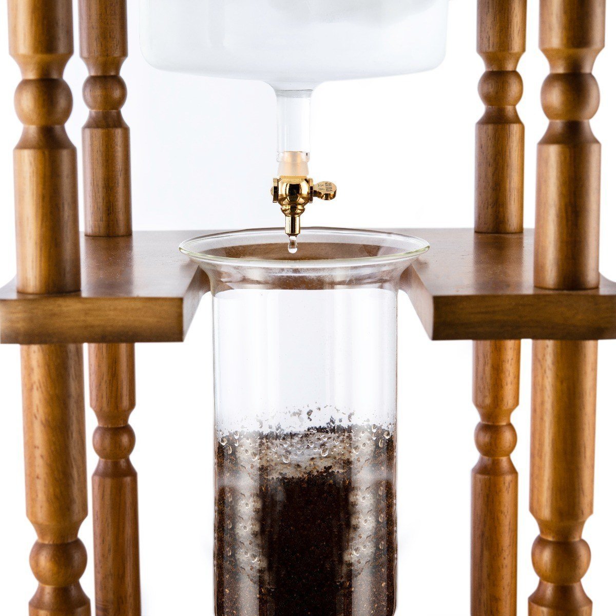 Yama 25 Cup Cold Brew Tower Curved Brown Wood Frame (100oz) - Cold Brew - Specialty Coffee, Teas, and Syrups, Air - Roasted in Rockwall, Texas by Legendary Aviation Coffee Company