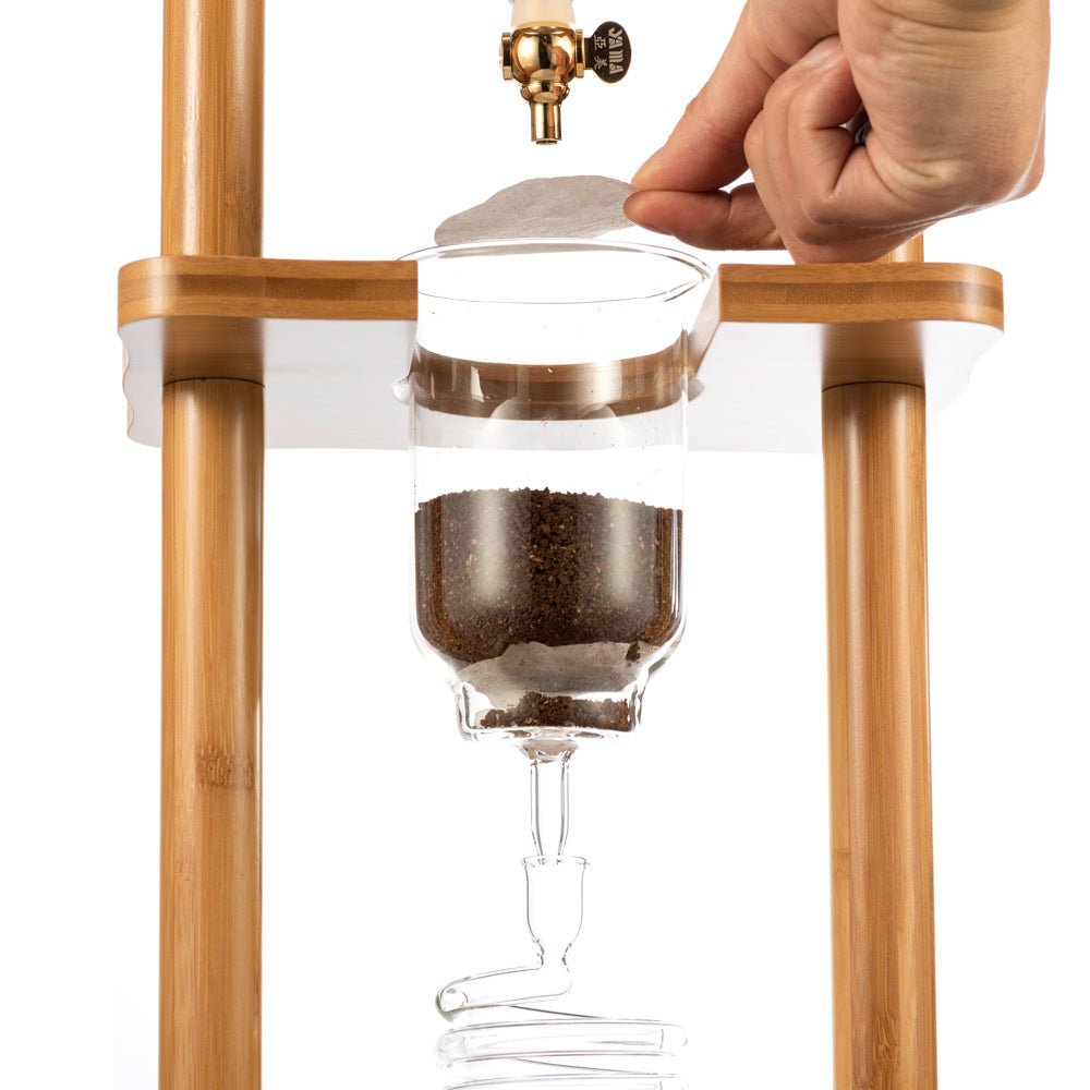 Yama 6 - 8 Cup Cold Brew Tower Bamboo Straight Frame (32oz) - Cold Brew - Specialty Coffee, Teas, and Syrups, Air - Roasted in Rockwall, Texas by Legendary Aviation Coffee Company