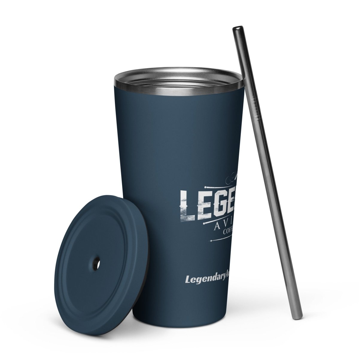Legendary Insulated tumbler with a straw (Black or Blue) - Mugs - Specialty Coffee, Teas, and Syrups, Air - Roasted in Rockwall, Texas by Legendary Aviation Coffee Company