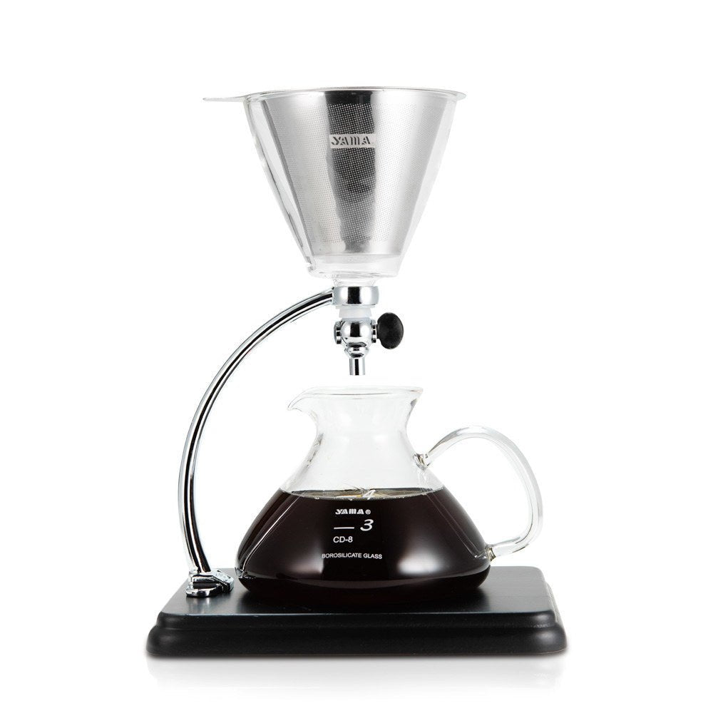 Yama Glass Silverton Brewer w/ Black Base & Silver Accents - WARES - Specialty Coffee, Teas, and Syrups, Air - Roasted in Rockwall, Texas by Legendary Aviation Coffee Company