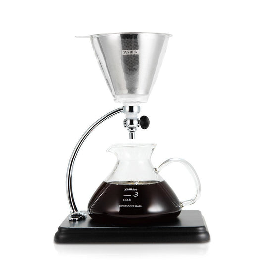 Yama Glass Silverton Brewer w/ Black Base & Silver Accents - WARES - Specialty Coffee, Teas, and Syrups, Air - Roasted in Rockwall, Texas by Legendary Aviation Coffee Company