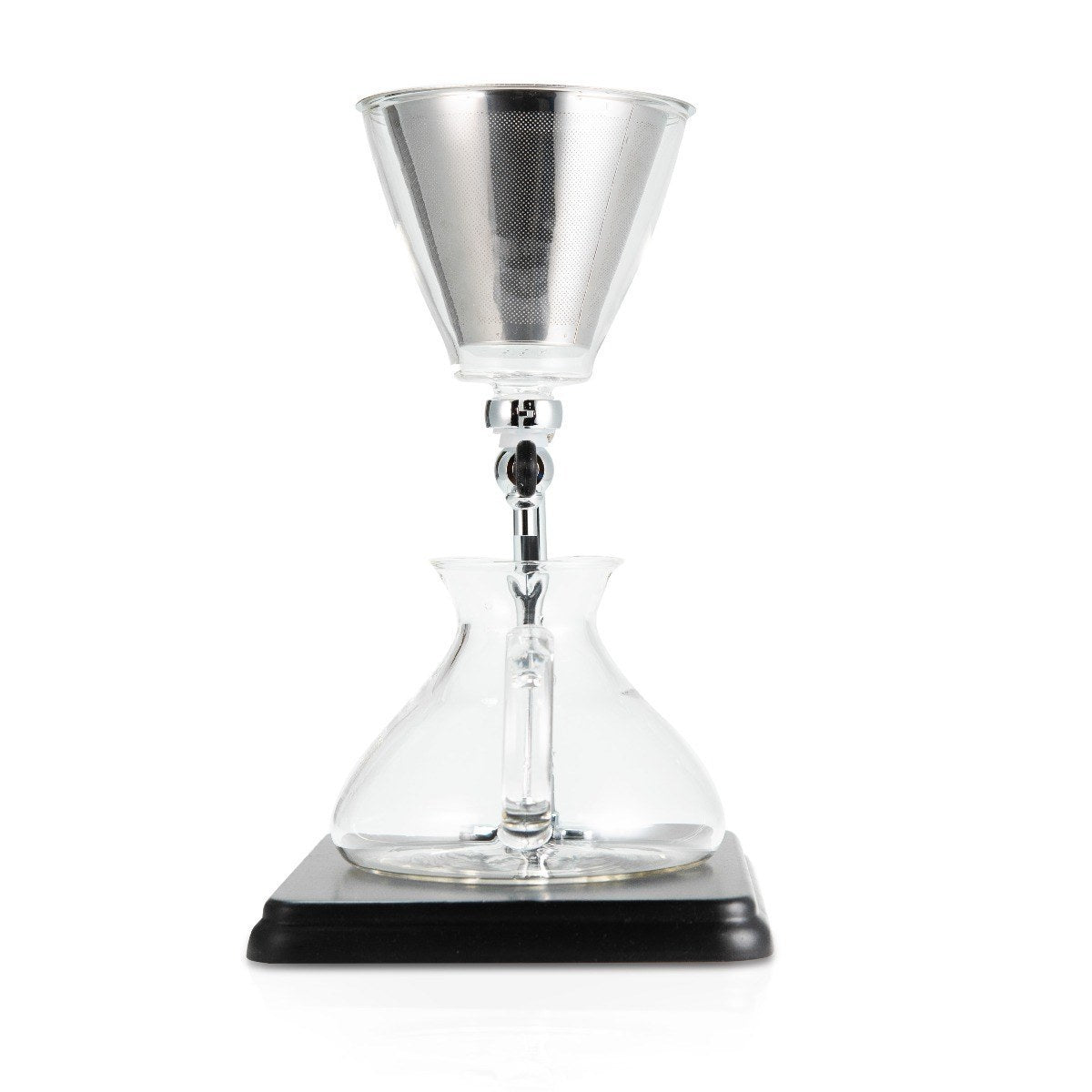 Yama Glass Silverton Brewer w/ Black Base & Silver Accents - WARES - Specialty Coffee, Teas, and Syrups, Air - Roasted in Rockwall, Texas by Legendary Aviation Coffee Company