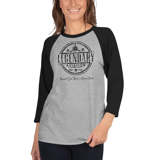 3/4 sleeve raglan shirt - Specialty Coffee, Teas, and Syrups, Air - Roasted in Rockwall, Texas by Legendary Aviation Coffee Company