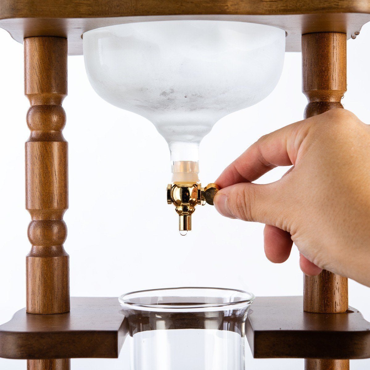 Yama 6 - 8 Cup Cold Brew Tower Curved Brown Wood Frame (32oz) - Cold Brew - Specialty Coffee, Teas, and Syrups, Air - Roasted in Rockwall, Texas by Legendary Aviation Coffee Company