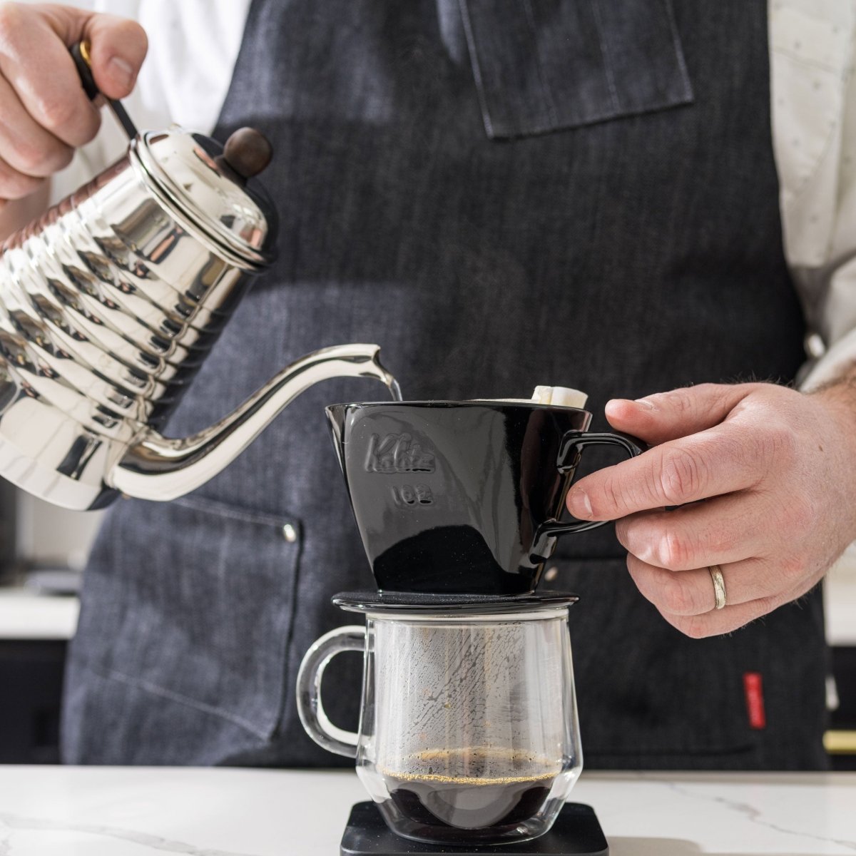 Kalita Style 102 Ceramic Coffee Dripper - Black - WARES - Specialty Coffee, Teas, and Syrups, Air - Roasted in Rockwall, Texas by Legendary Aviation Coffee Company