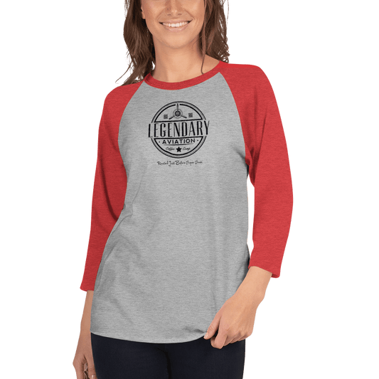 Branded 3/4 sleeve raglan shirt - 3/4 Shirt - Specialty Coffee, Teas, and Syrups, Air - Roasted in Rockwall, Texas by Legendary Aviation Coffee Company