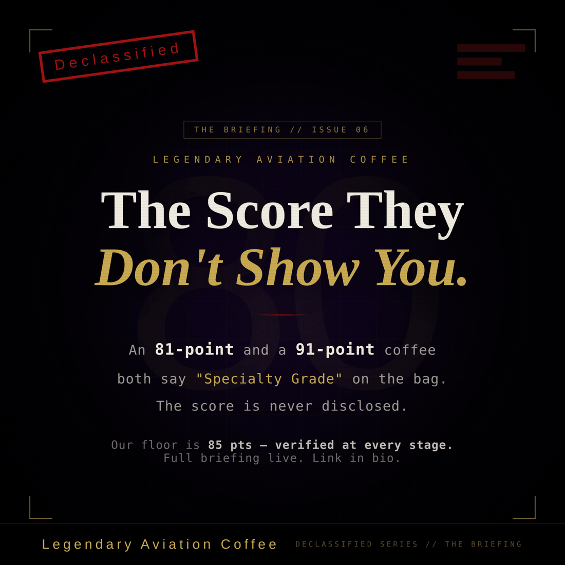 Declassified: The Score They Don't Show You - Legendary Aviation Coffee Company