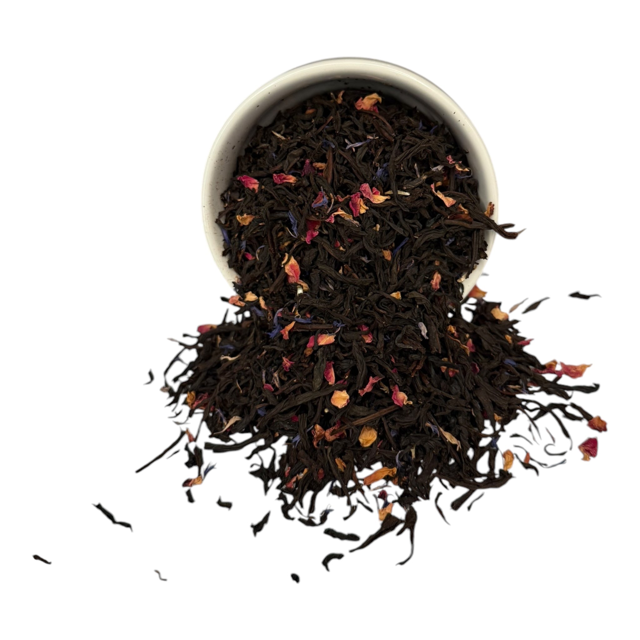 Savannah Belle Black Peach Tea by Legendary Aviation Coffee Company in Rockwall, Texas – a boujee black tea with sweet peach notes and colorful floral accents, sourced from RoyalNY specialty tea, ideal for a refreshing Southern-style brew