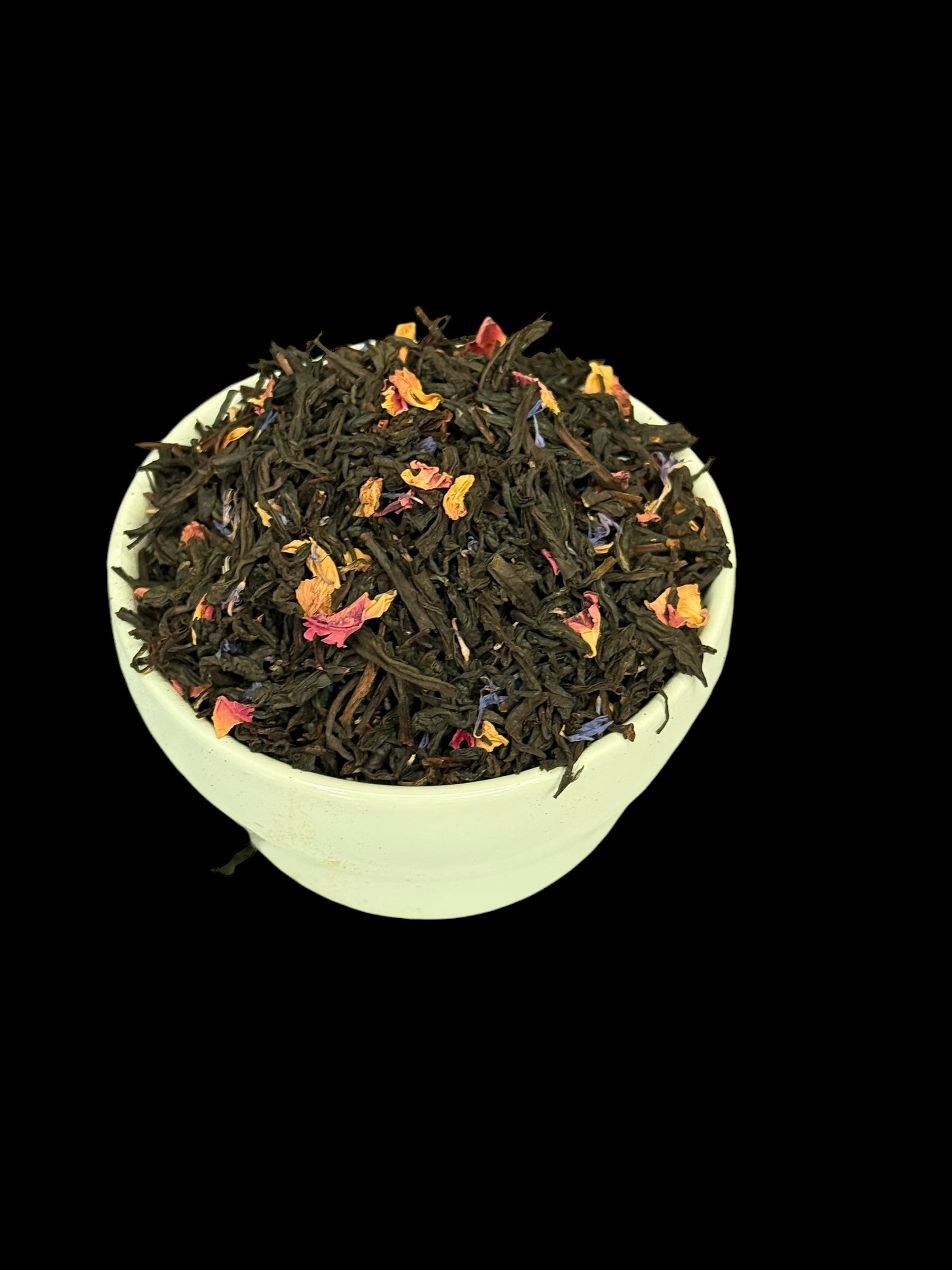 Savannah Belle Black Peach Tea by Legendary Aviation Coffee Company in Rockwall, Texas – a boujee black tea with sweet peach notes and colorful floral accents, sourced from RoyalNY specialty tea, ideal for a refreshing Southern-style brew