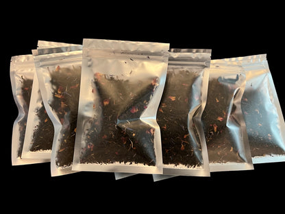 Savannah Belle Black Peach Tea by Legendary Aviation Coffee Company in Rockwall, Texas – a boujee black tea with sweet peach notes and colorful floral accents, sourced from RoyalNY specialty tea, ideal for a refreshing Southern-style brew