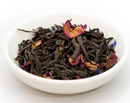 Savannah Belle Black Peach Tea by Legendary Aviation Coffee Company in Rockwall, Texas – a boujee black tea with sweet peach notes and colorful floral accents, sourced from RoyalNY specialty tea, ideal for a refreshing Southern-style brew