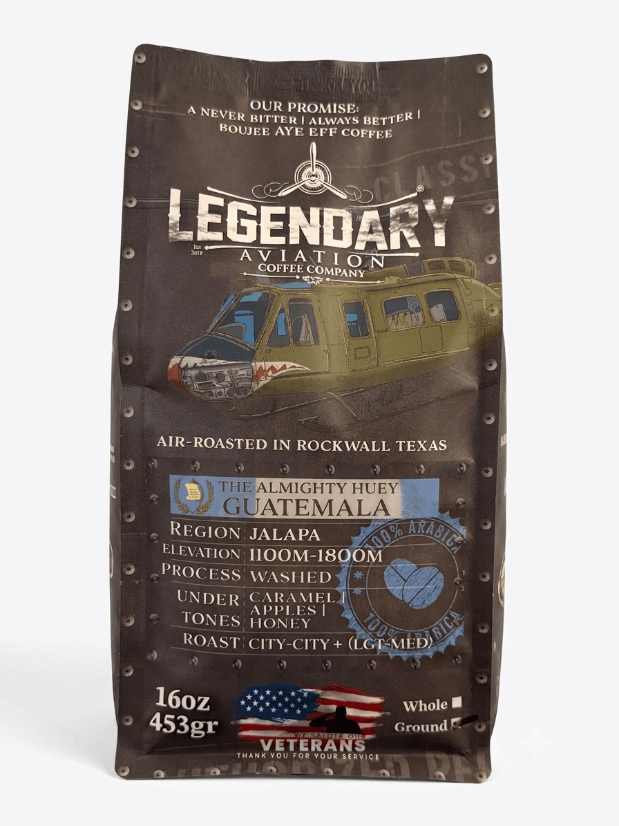 ALMIGHTY Huey | Guatemala Specialty Coffee — Well Rounded - Coffee - Specialty Coffee, Teas, and Syrups, Air-Roasted in Rockwall, Texas by Legendary Aviation Coffee Company