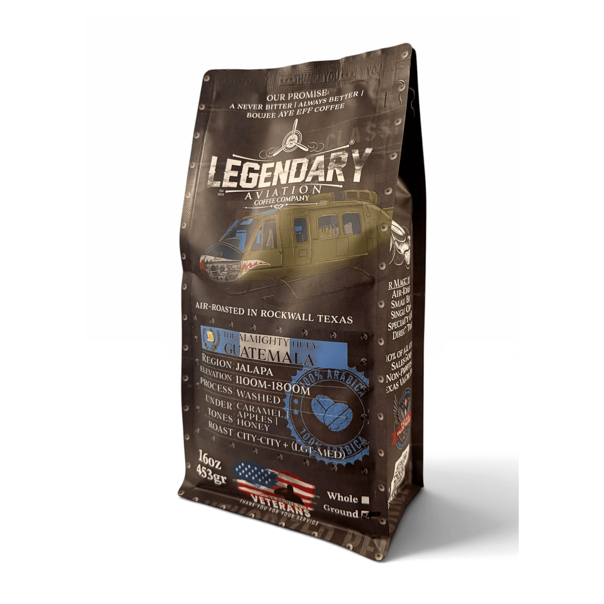 ALMIGHTY Huey | Guatemala Specialty Coffee — Well Rounded - Coffee - Specialty Coffee, Teas, and Syrups, Air-Roasted in Rockwall, Texas by Legendary Aviation Coffee Company