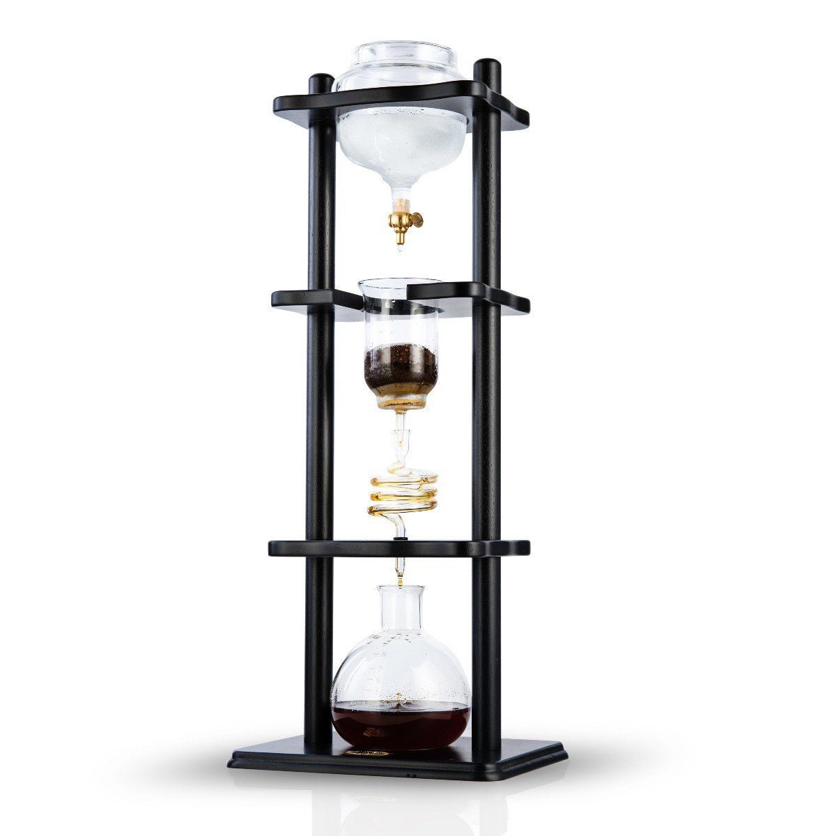 Yama 6-8 Cup Cold Brew Tower Straight Black Wood Frame (32oz) - Thumbnail 5