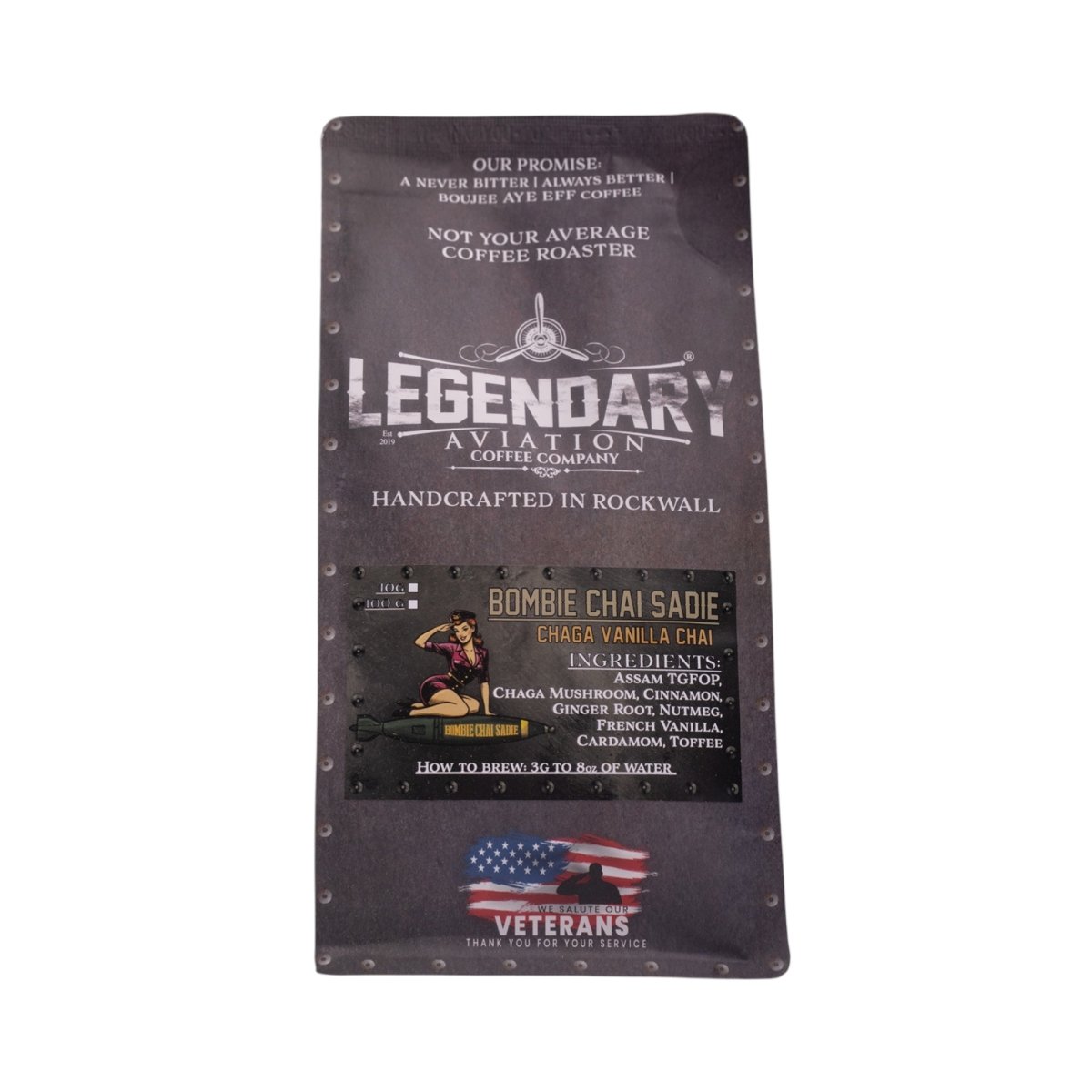 Bombie Chai Sadie | Chaga Vanilla Chai Loose Leaf Tea — Bold and Smooth - Teas - Specialty Coffee, Teas, and Syrups, Air - Roasted in Rockwall, Texas by Legendary Aviation Coffee Company