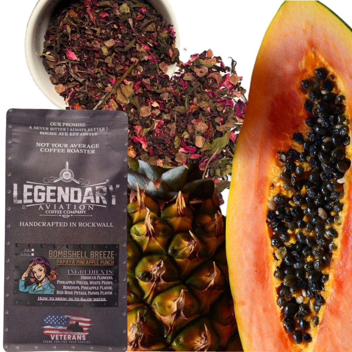 Bombshell Breeze | Papaya Pineapple Punch - Teas - Specialty Coffee, Teas, and Syrups, Air - Roasted in Rockwall, Texas by Legendary Aviation Coffee Company