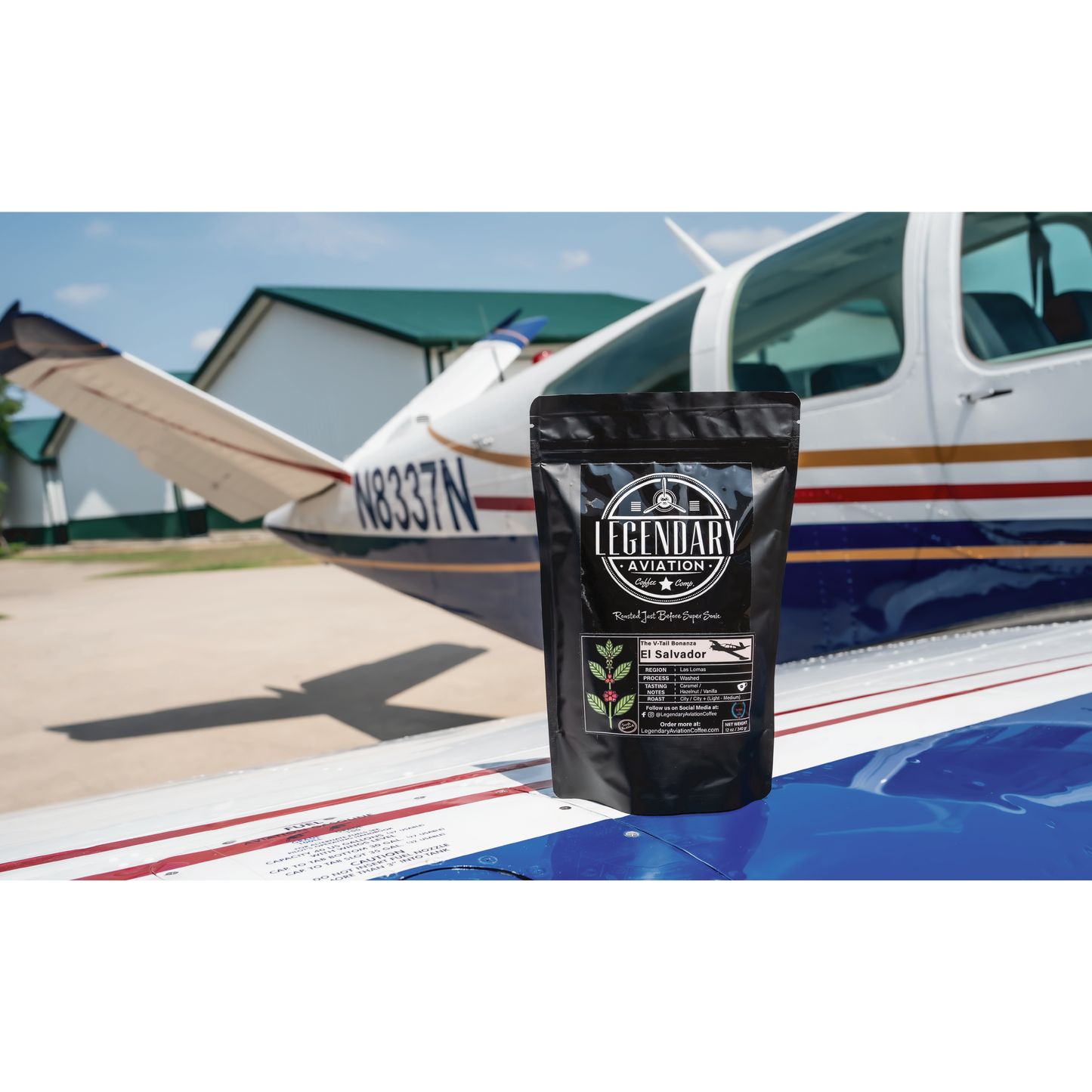 Legendary Aviation Specialty Coffee, V-Tail Bonanza, Far Front, Rockwall Coffee