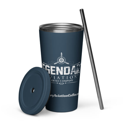 Legendary Insulated tumbler with a straw (Black or Blue)