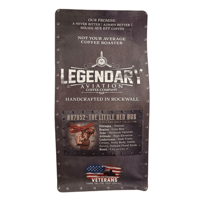NR7952 | The Little Red Bus — Ethiopia Natural | Wings & Grace Collection | Air - Roasted Light Roast - Coffee - Specialty Coffee, Teas, and Syrups, Air - Roasted in Rockwall, Texas by Legendary Aviation Coffee Company