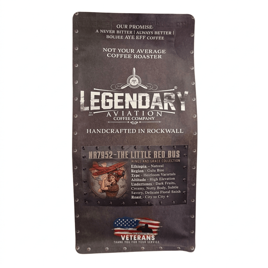 NR7952 | The Little Red Bus — Ethiopia Natural | Wings & Grace Collection | Air - Roasted Light Roast - Coffee - Specialty Coffee, Teas, and Syrups, Air - Roasted in Rockwall, Texas by Legendary Aviation Coffee Company