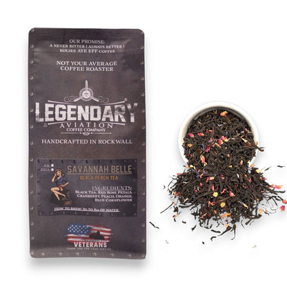 Savannah Belle | Black Peach Loose Leaf Tea - Teas - Specialty Coffee, Teas, and Syrups, Air - Roasted in Rockwall, Texas by Legendary Aviation Coffee Company