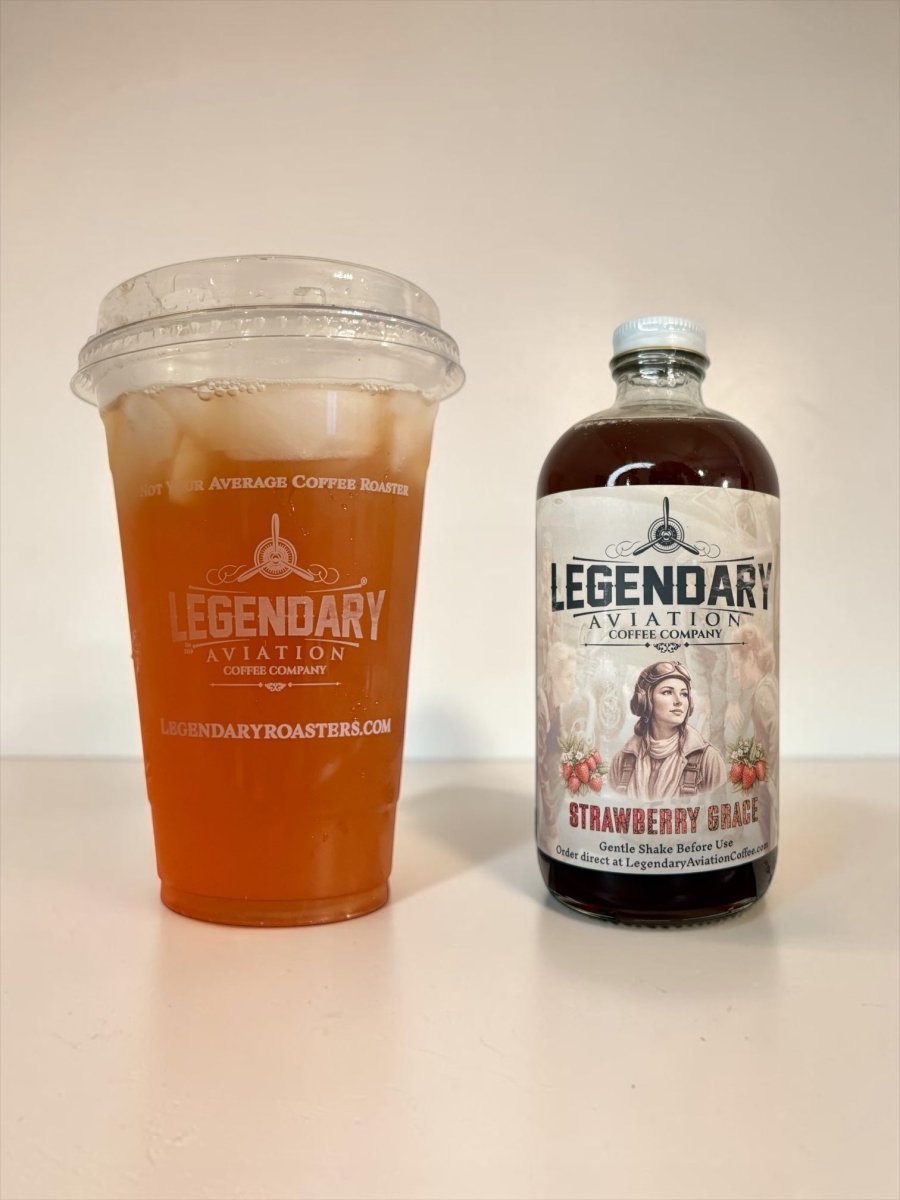 Strawberry Grace Simple Syrup | Exclusively for Legendary Aviation Coffee - syrups - Specialty Coffee, Teas, and Syrups, Air - Roasted in Rockwall, Texas by Legendary Aviation Coffee Company