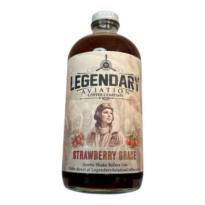 Strawberry Grace Simple Syrup | Exclusively for Legendary Aviation Coffee - syrups - Specialty Coffee, Teas, and Syrups, Air - Roasted in Rockwall, Texas by Legendary Aviation Coffee Company