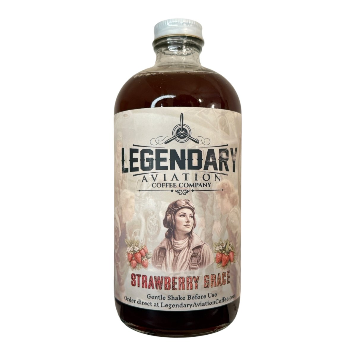 Strawberry Grace Simple Syrup | Exclusively for Legendary Aviation Coffee - syrups - Specialty Coffee, Teas, and Syrups, Air - Roasted in Rockwall, Texas by Legendary Aviation Coffee Company