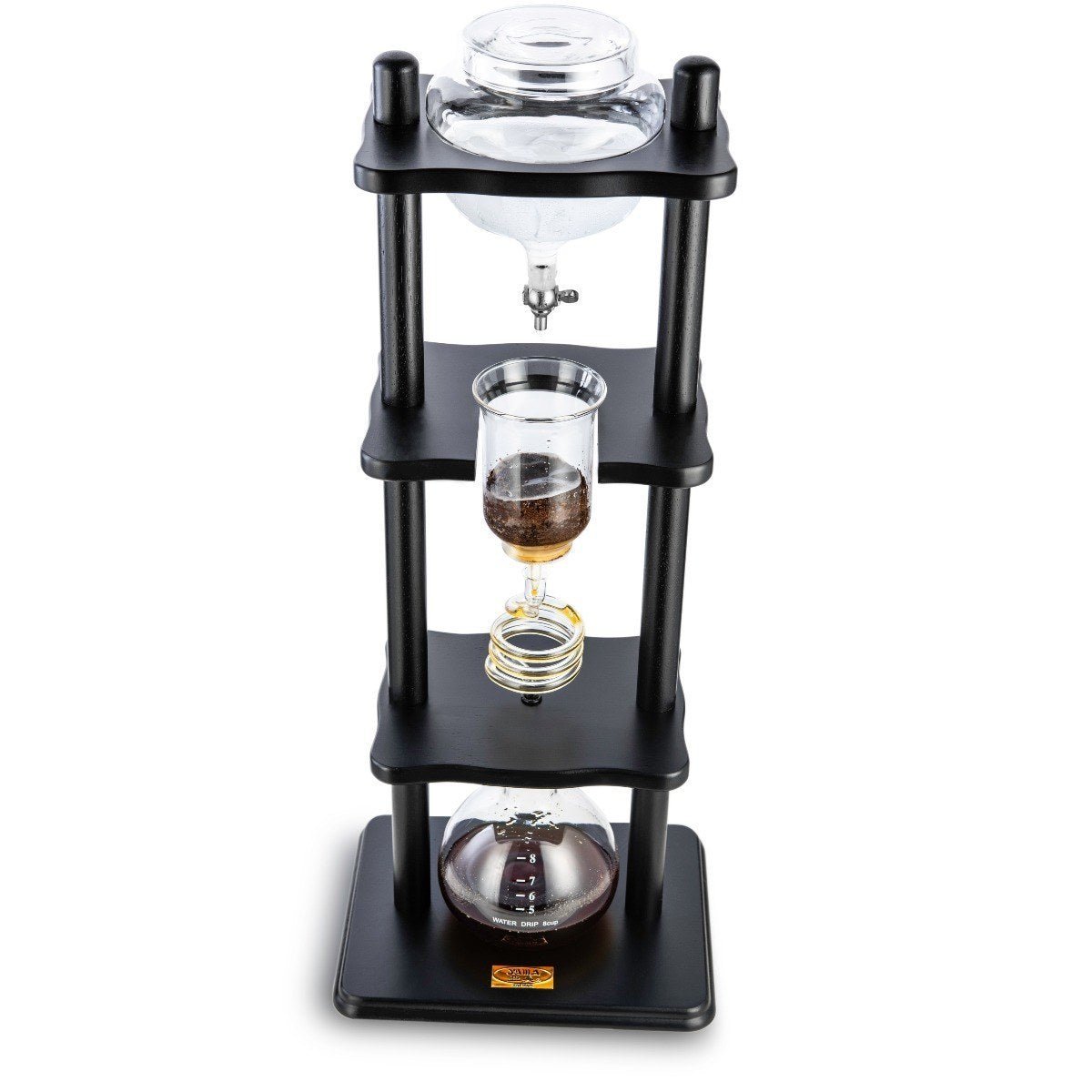Yama 6-8 Cup Cold Brew Tower Straight Black Wood Frame (32oz) - Thumbnail 2