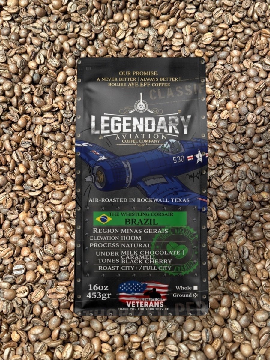 Whistling Corsair | Brazil Specialty Coffee — Rich and Full - Bodied - Coffee - Specialty Coffee, Teas, and Syrups, Air - Roasted in Rockwall, Texas by Legendary Aviation Coffee Company
