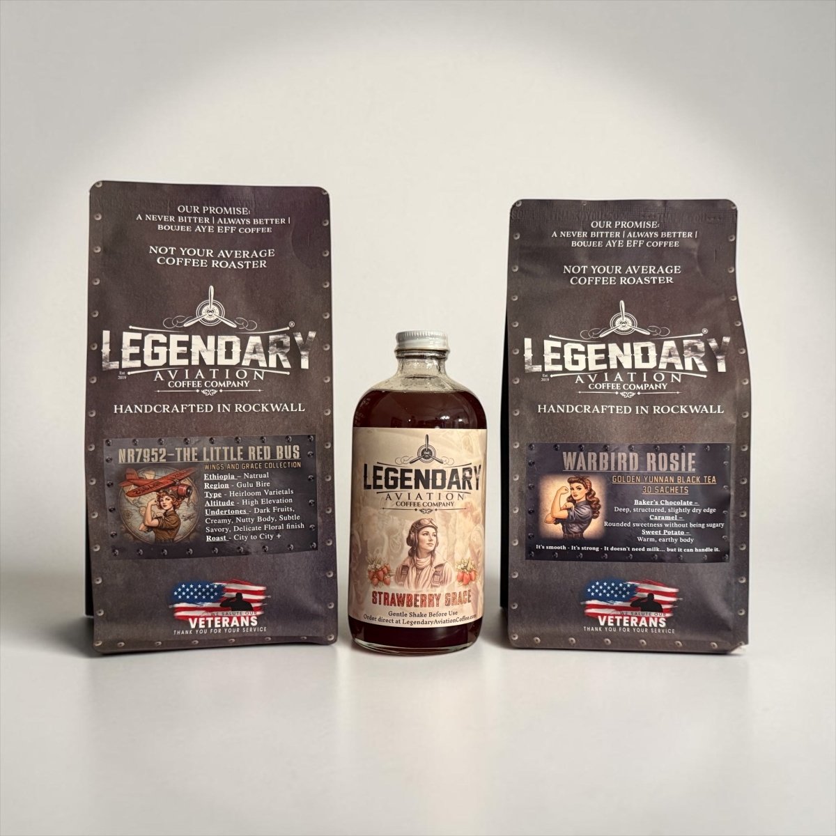 Wings and Grace Collection Bundle - Specialty Coffee, Teas, and Syrups, Air - Roasted in Rockwall, Texas by Legendary Aviation Coffee Company